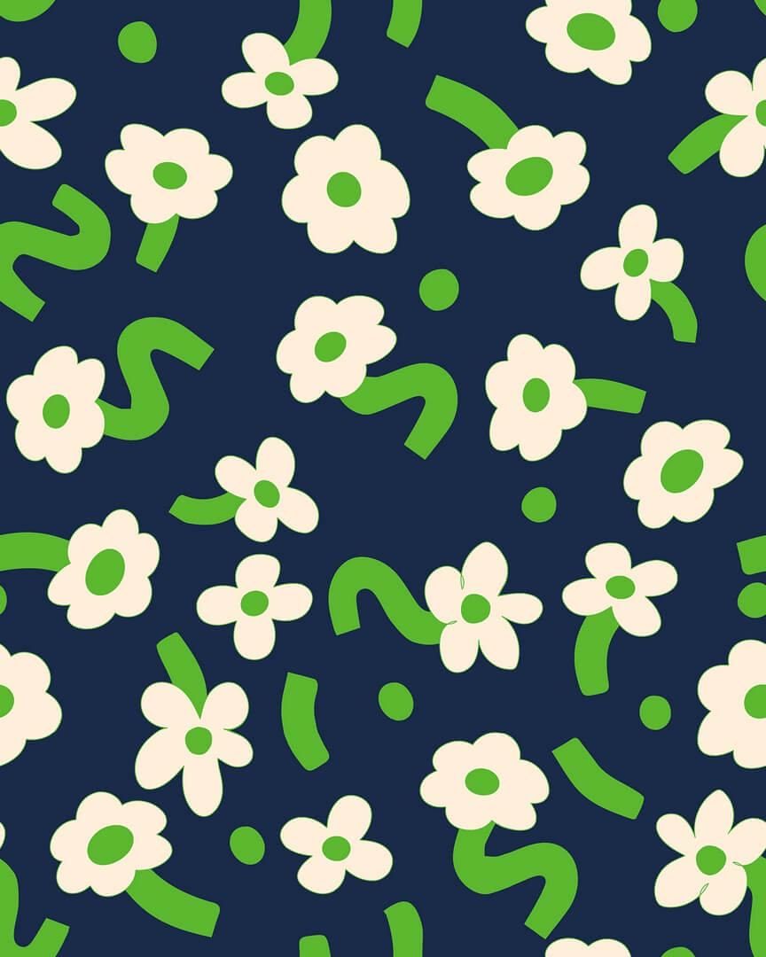 Fototapeta kwiatki Rebel Walls R20018 Dancing Flower Green Happy Socks