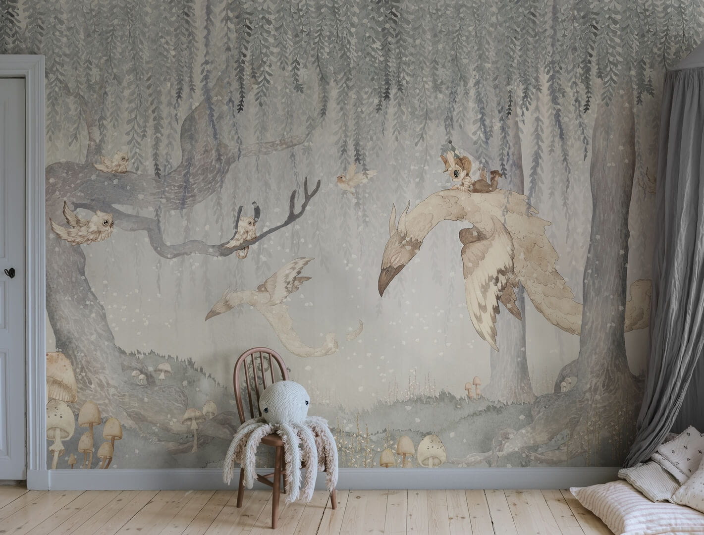Fototapeta zaczarowany las Rebel Walls R20295 Dream Forest Boy Blue Grey Mrs Mighetto