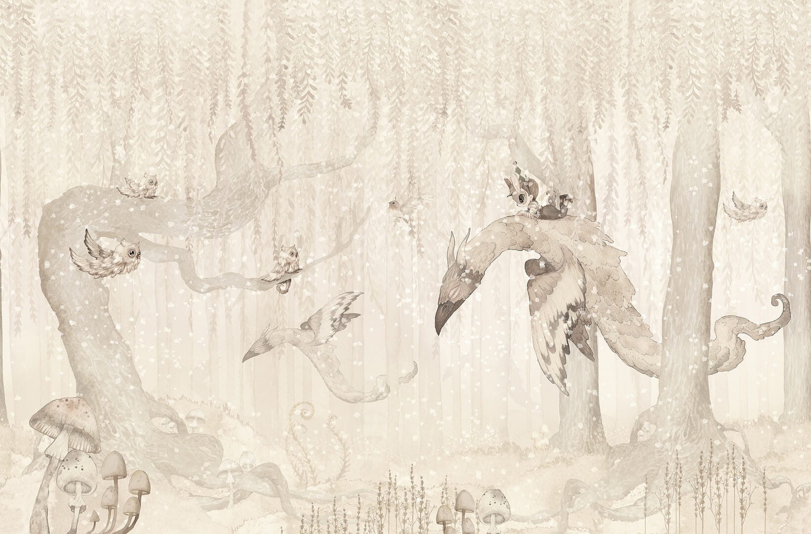 Fototapeta zaczarowany las Rebel Walls R20296 Dream Forest Boy Off White Mrs Mighetto