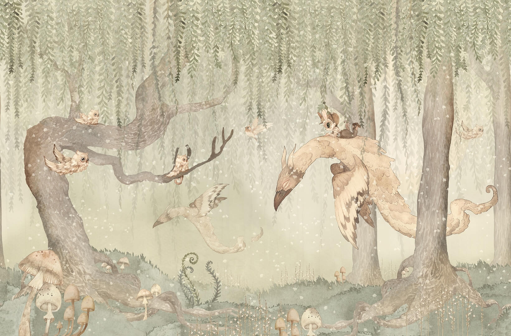 Fototapeta zaczarowany las Rebel Walls R20297 Dream Forest Boy Green Mrs Mighetto