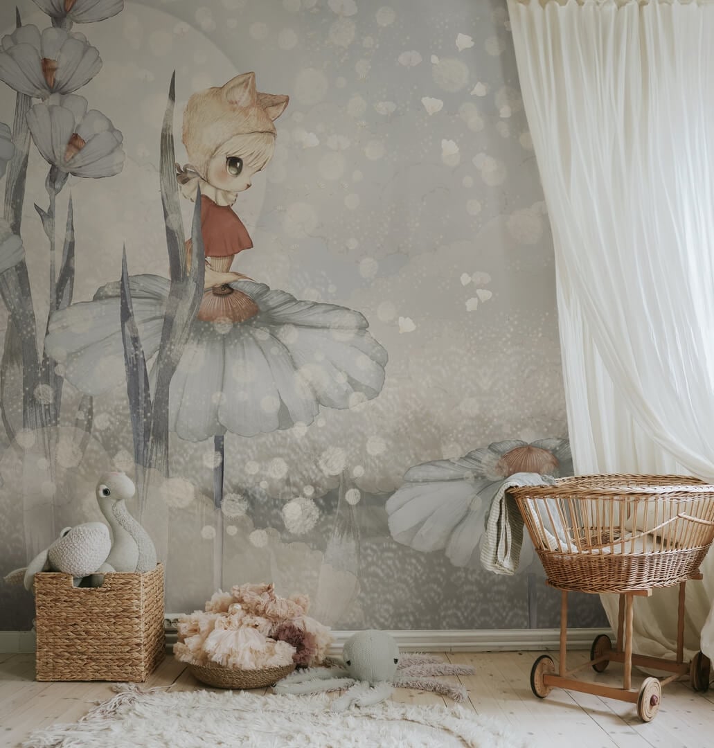 Fototapeta zaczarowane pola kwiatów Rebel Walls R20298 Bloomy Fields of Marion Blue Mrs Mighetto