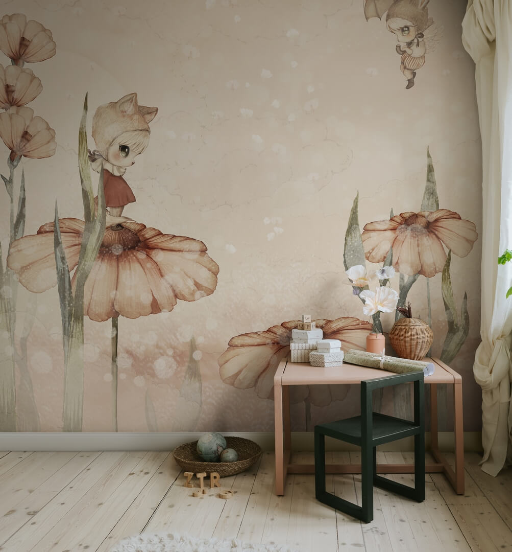 Fototapeta zaczarowane pola kwiatów Rebel Walls R20299 Bloomy Fields of Marion Pink Mrs Mighetto