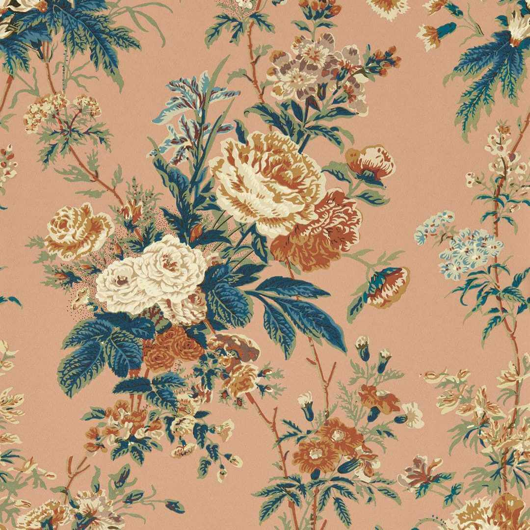 Tapeta bukiety kwiatów Sanderson 217307 Lakeland Paradis Giles Deacon