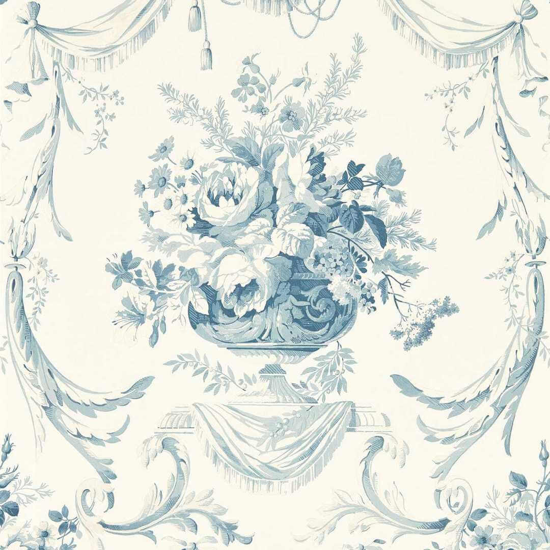 Tapeta roślinna vintage Sanderson 217316 Andromeda's Cup Giles Deacon