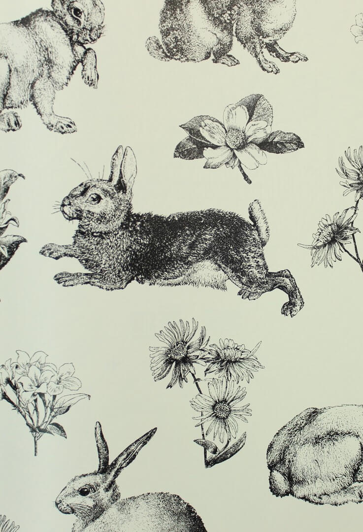 Tapeta króliki York Wallcoverings AT4263 Bunny Toile Black & White