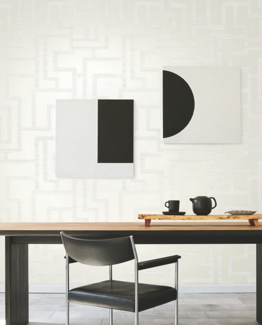 Tapeta labirynt York Wallcoverings BW3832 Graphic Polyomino Black & White