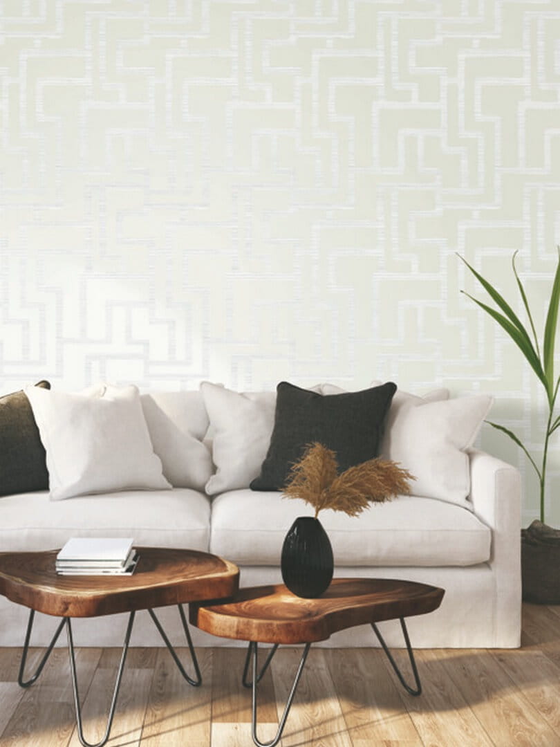 Tapeta labirynt York Wallcoverings BW3832 Graphic Polyomino Black & White