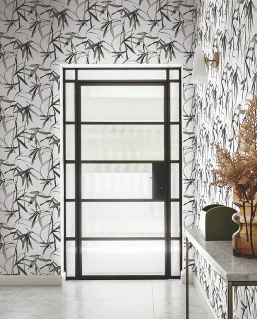 Tapeta liście bambusa York Wallcoverings BW3843 Bambo Ink Black & White