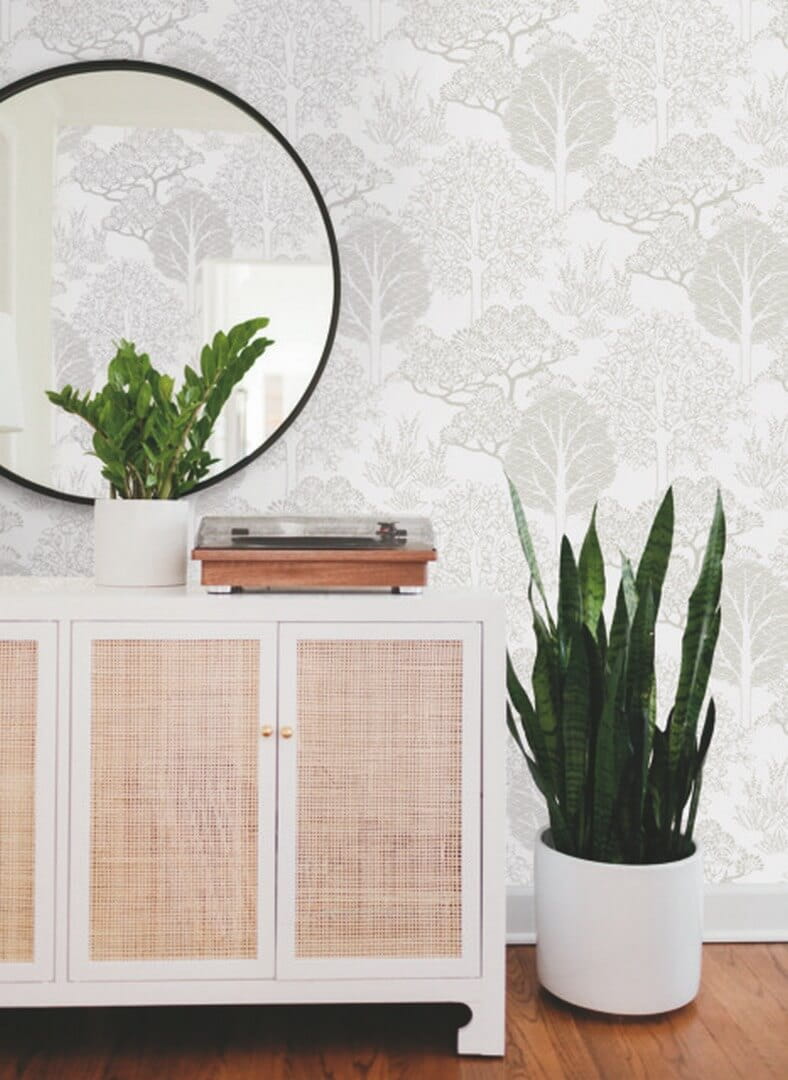 Tapeta azjatyckie drzewa York Wallcoverings BW3851 Kimono Trees Black & White