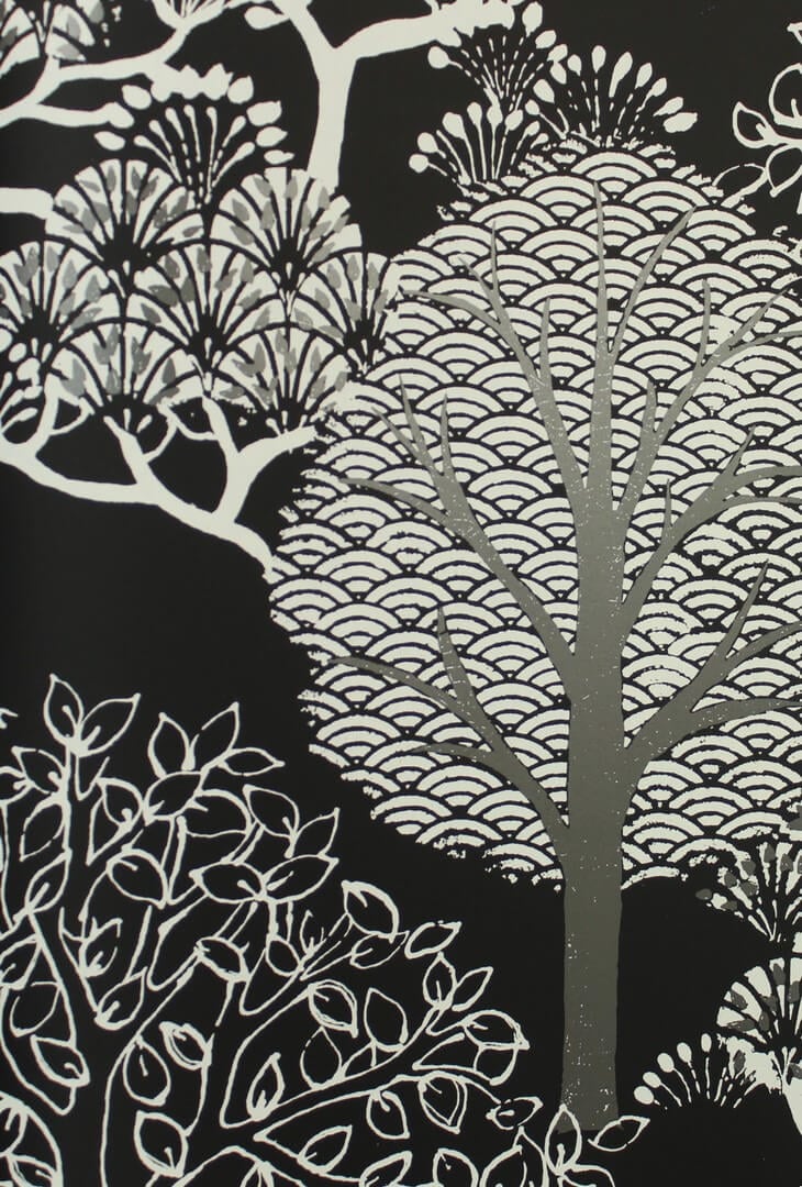 Tapeta azjatyckie drzewa York Wallcoverings BW3852 Kimono Trees Black & White