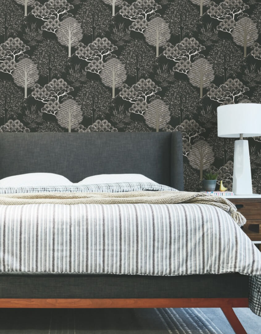 Tapeta azjatyckie drzewa York Wallcoverings BW3852 Kimono Trees Black & White