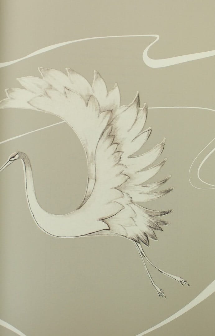 Tapeta żurawie York Wallcoverings BW3872 Soaring Cranes Black & White