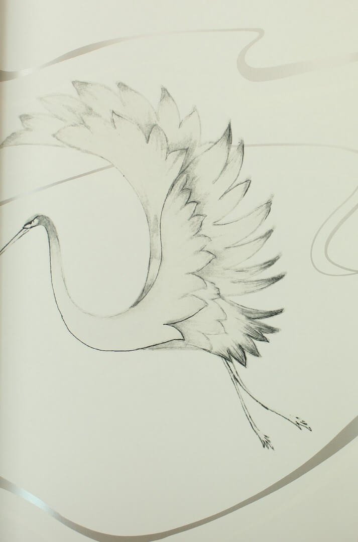Tapeta żurawie York Wallcoverings BW3873 Soaring Cranes Black & White
