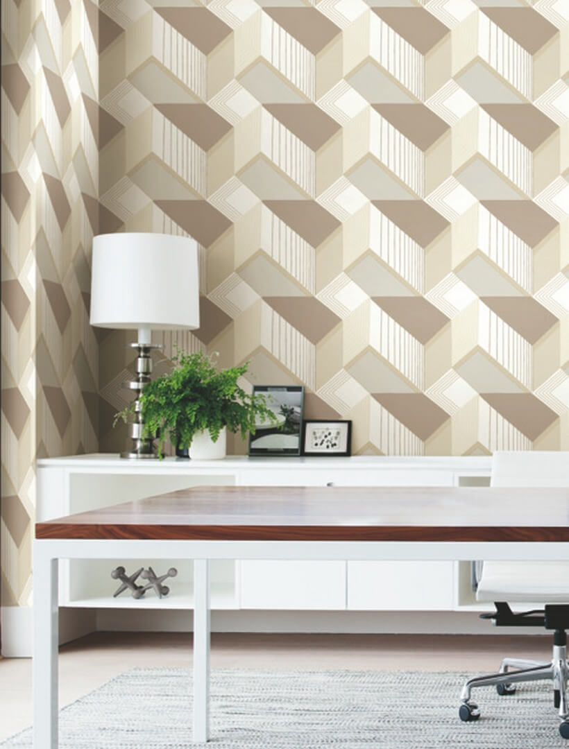 Tapeta geometryczna z efektem 3D York Wallcoverings BW3881 Graphic Geo Blocks Black & White