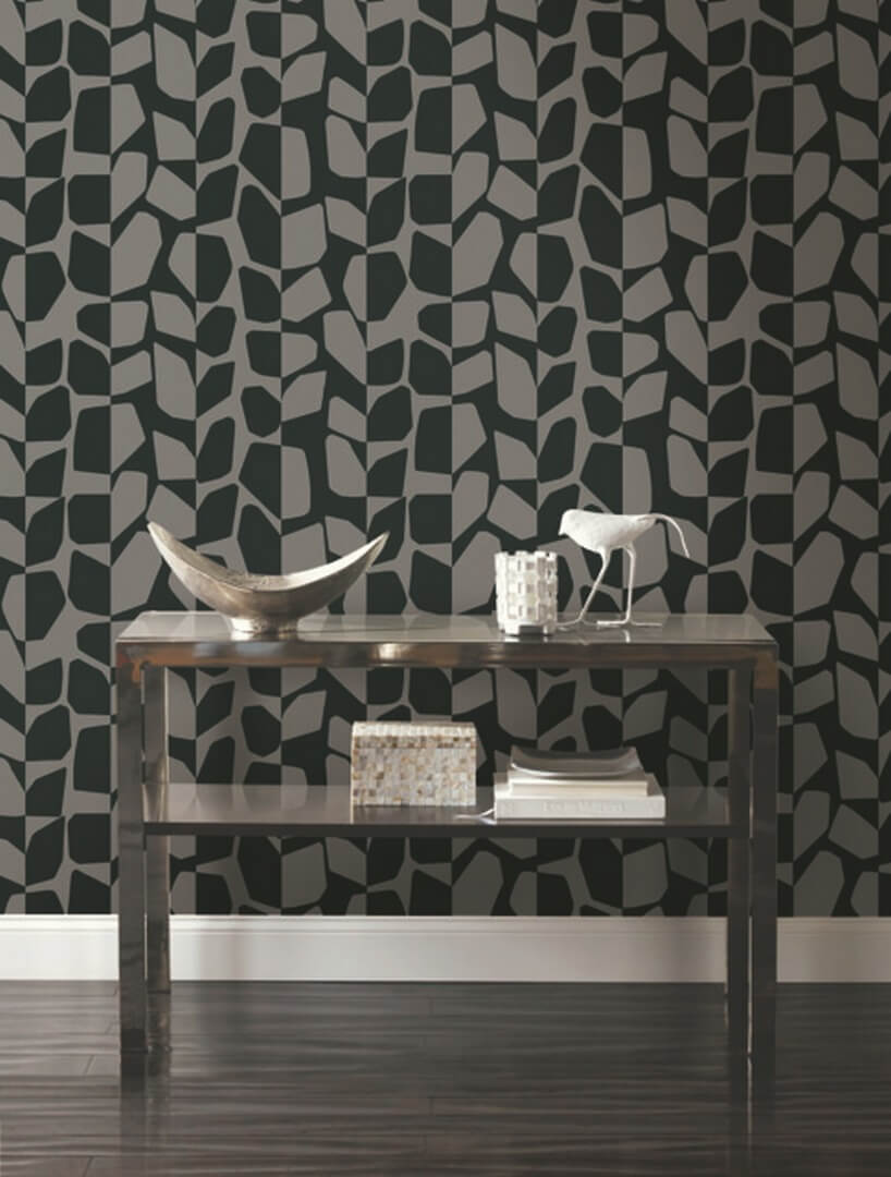 Tapeta abstrakcyjne liście York Wallcoverings BW3894 Primitive Vines Black & White