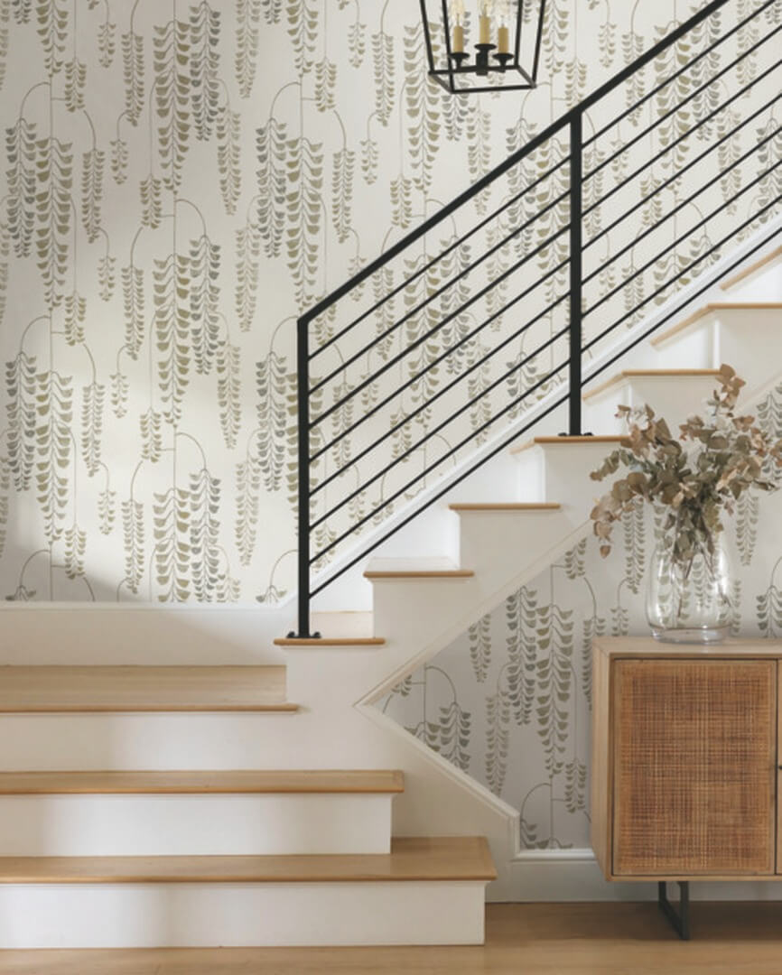 Tapeta roślinna York Wallcoverings BW3941 Deco Wisteria Black & White