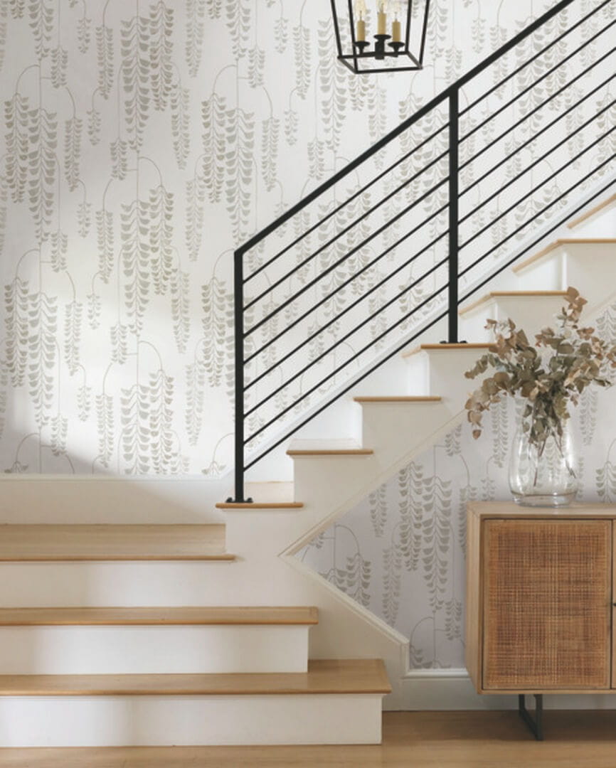 Tapeta roślinna York Wallcoverings BW3942 Deco Wisteria Black & White