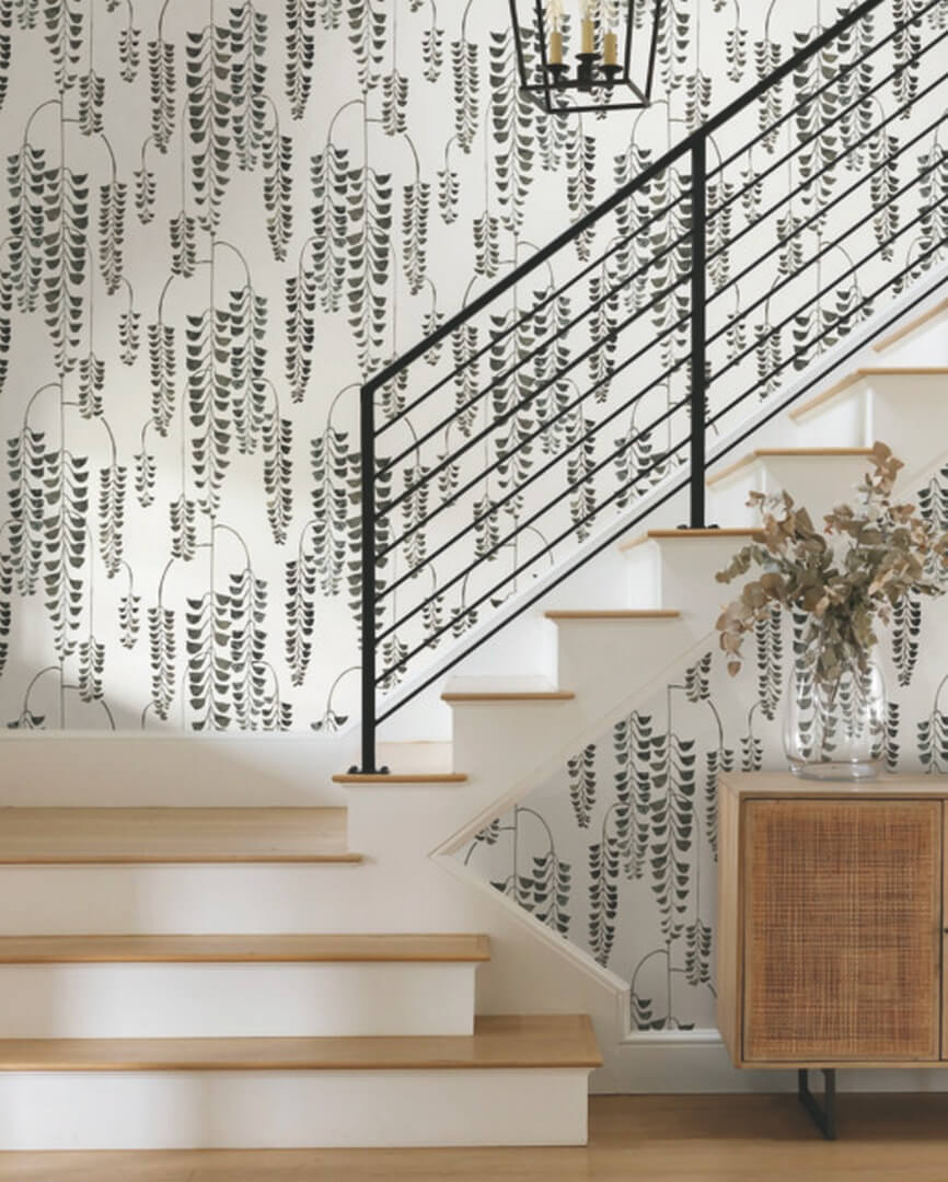 Tapeta roślinna York Wallcoverings BW3943 Deco Wisteria Black & White