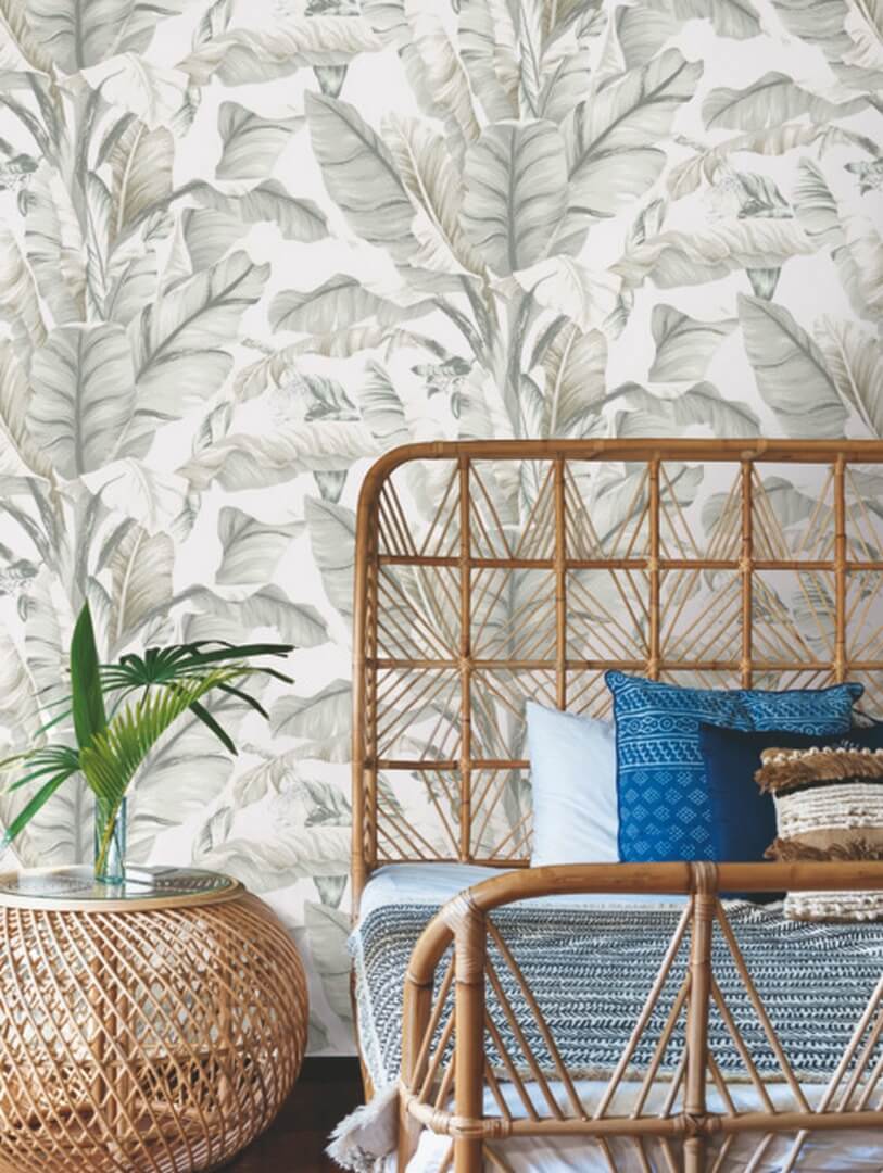 Tapeta liście bananowca York Wallcoverings BW3972 Banana Leaf Black & White