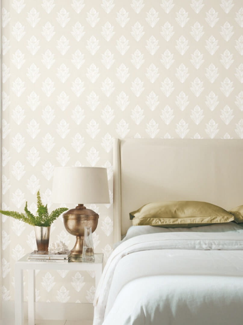 Tapeta kwiaty lotosu York Wallcoverings BW3978 Lotus Motif Black & White