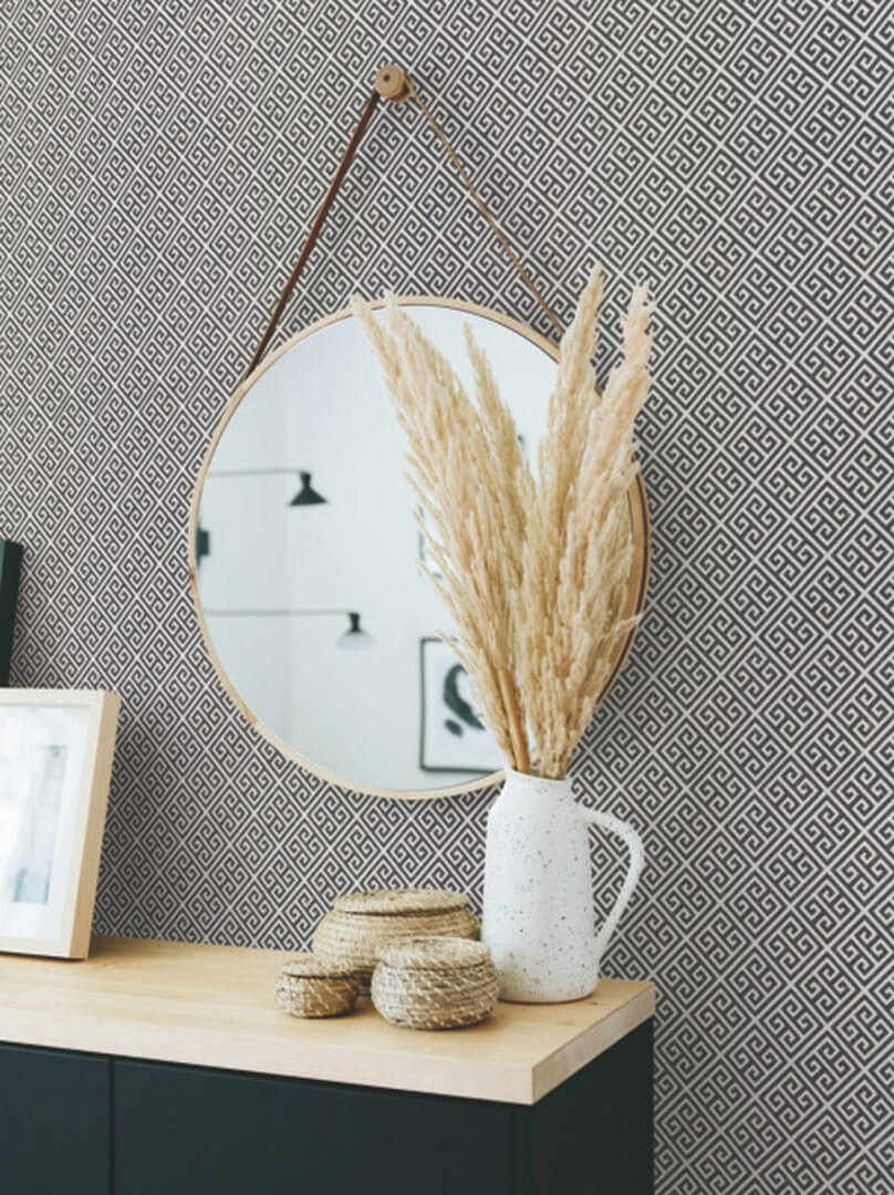 Tapeta naturalna greckie klucze York Wallcoverings BW3992 Grecian Geometric Black & White