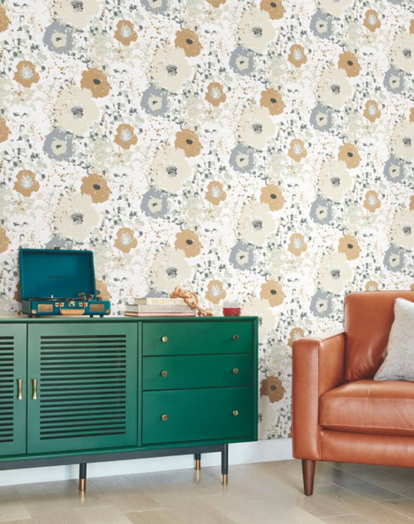 Tapeta abstrakcyjne kwiaty York Wallcoverings CE4011 Spontantaneity Black & White