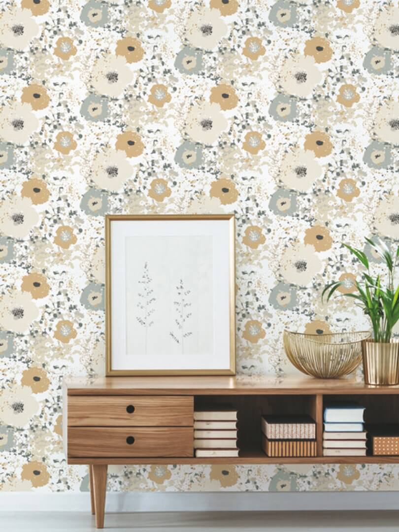 Tapeta abstrakcyjne kwiaty York Wallcoverings CE4011 Spontantaneity Black & White