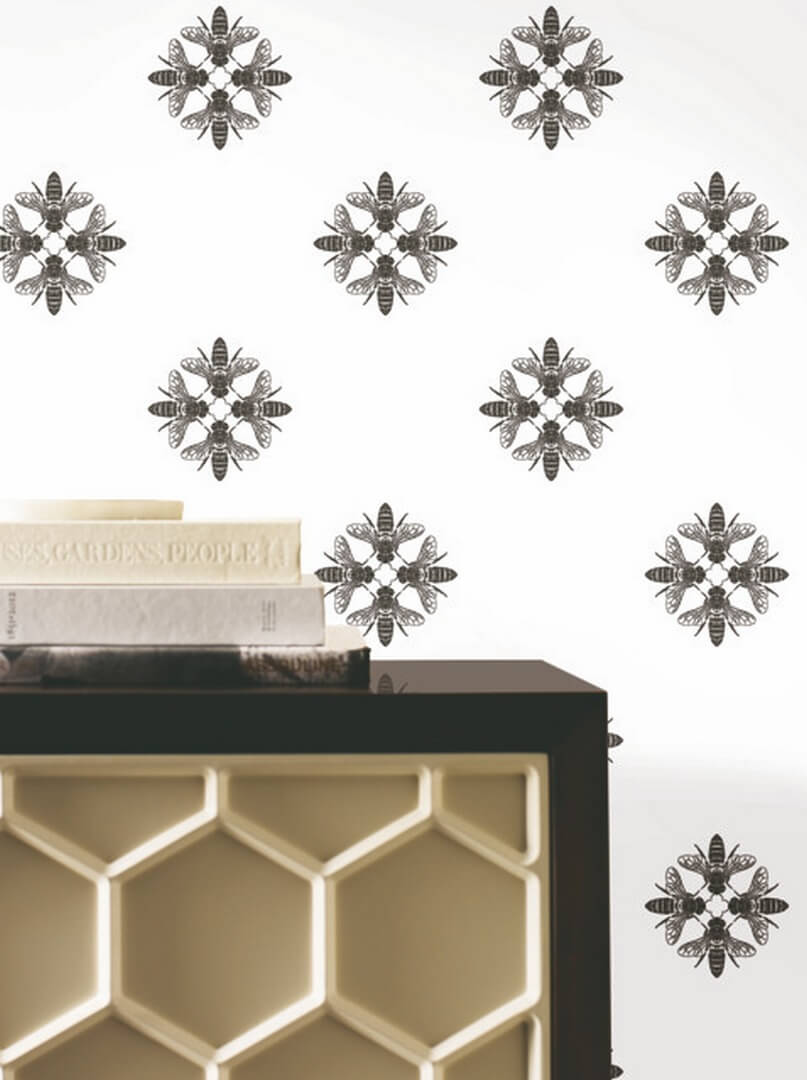 Tapeta pszczoły York Wallcoverings ON1643 Honey Bee Black & White