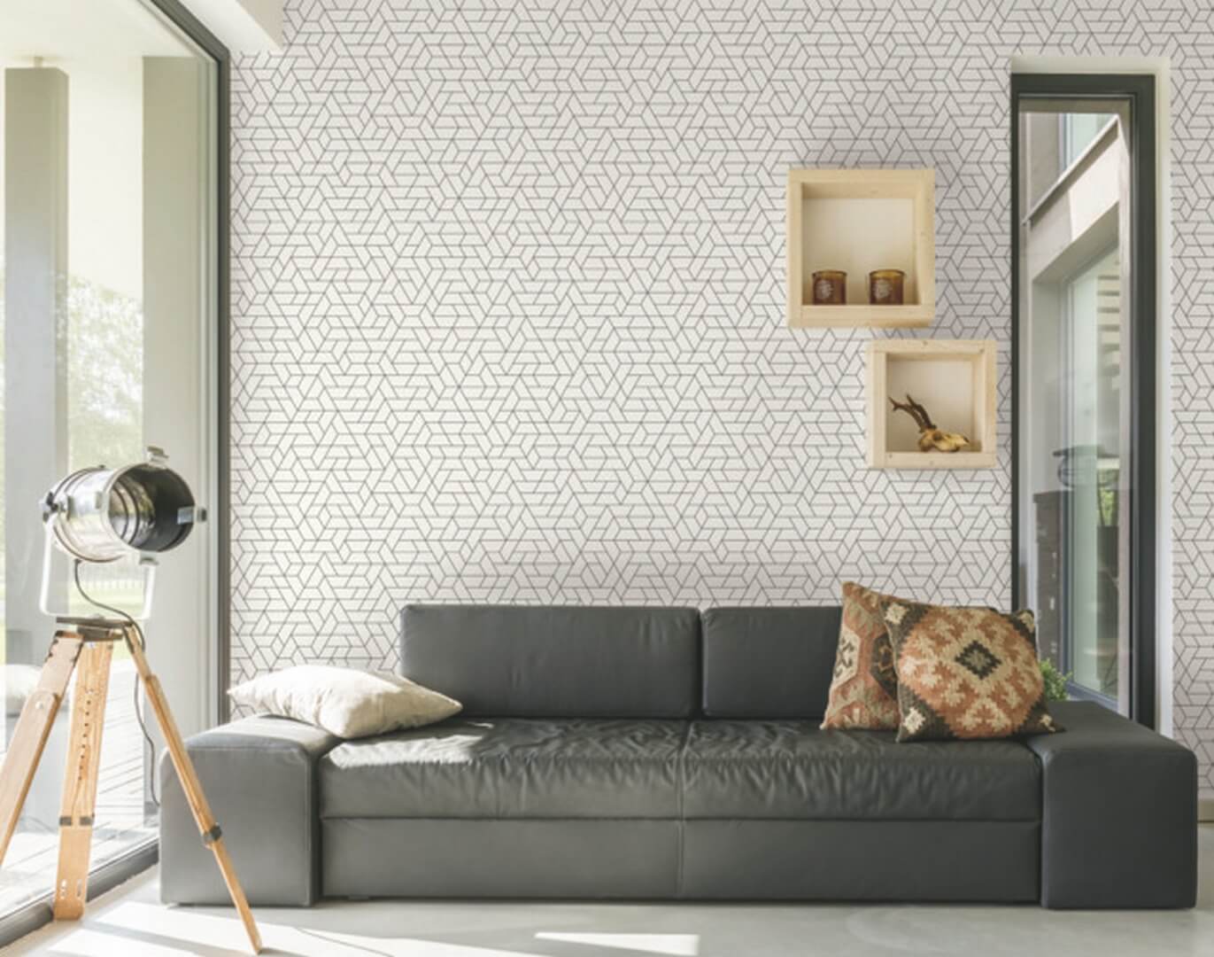 Tapeta geometryczna York Wallcoverings SW7457 Point Of View Black & White