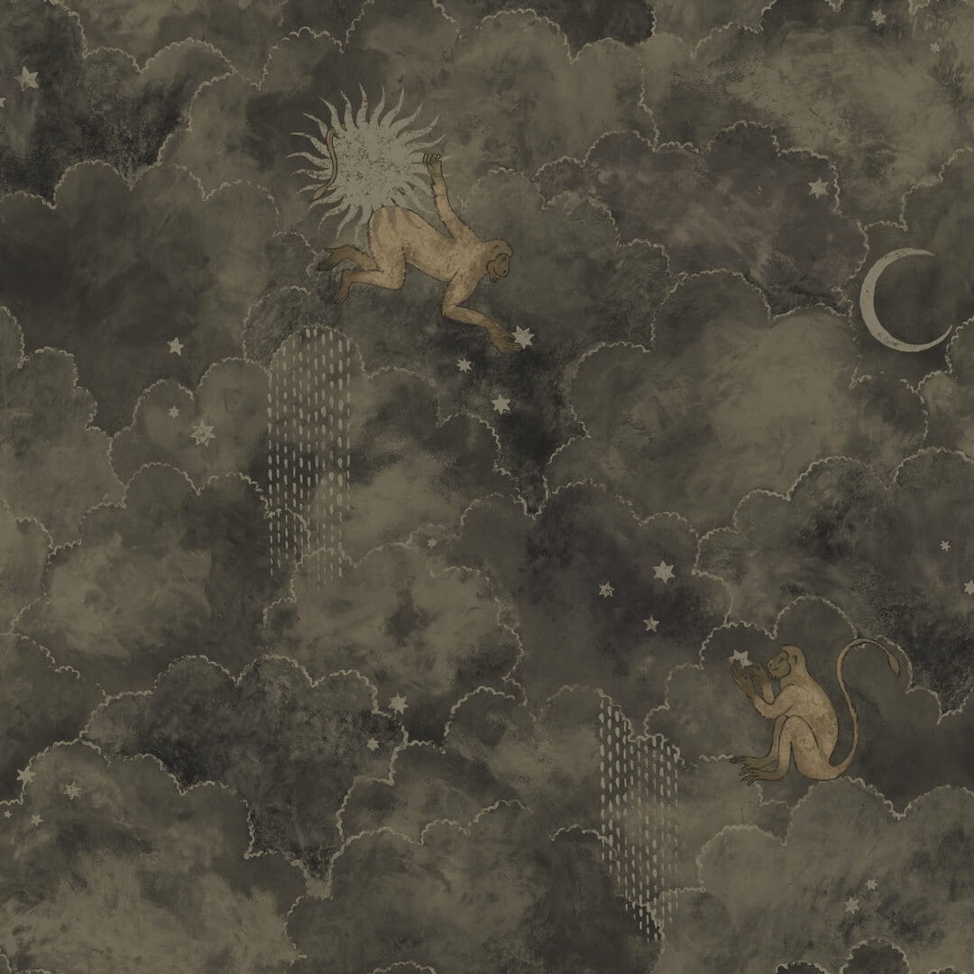 Tapeta chmury, gwiazdy i małpy Les Dominotiers AFDC204/4 Stars and Monkeys Magic Garden