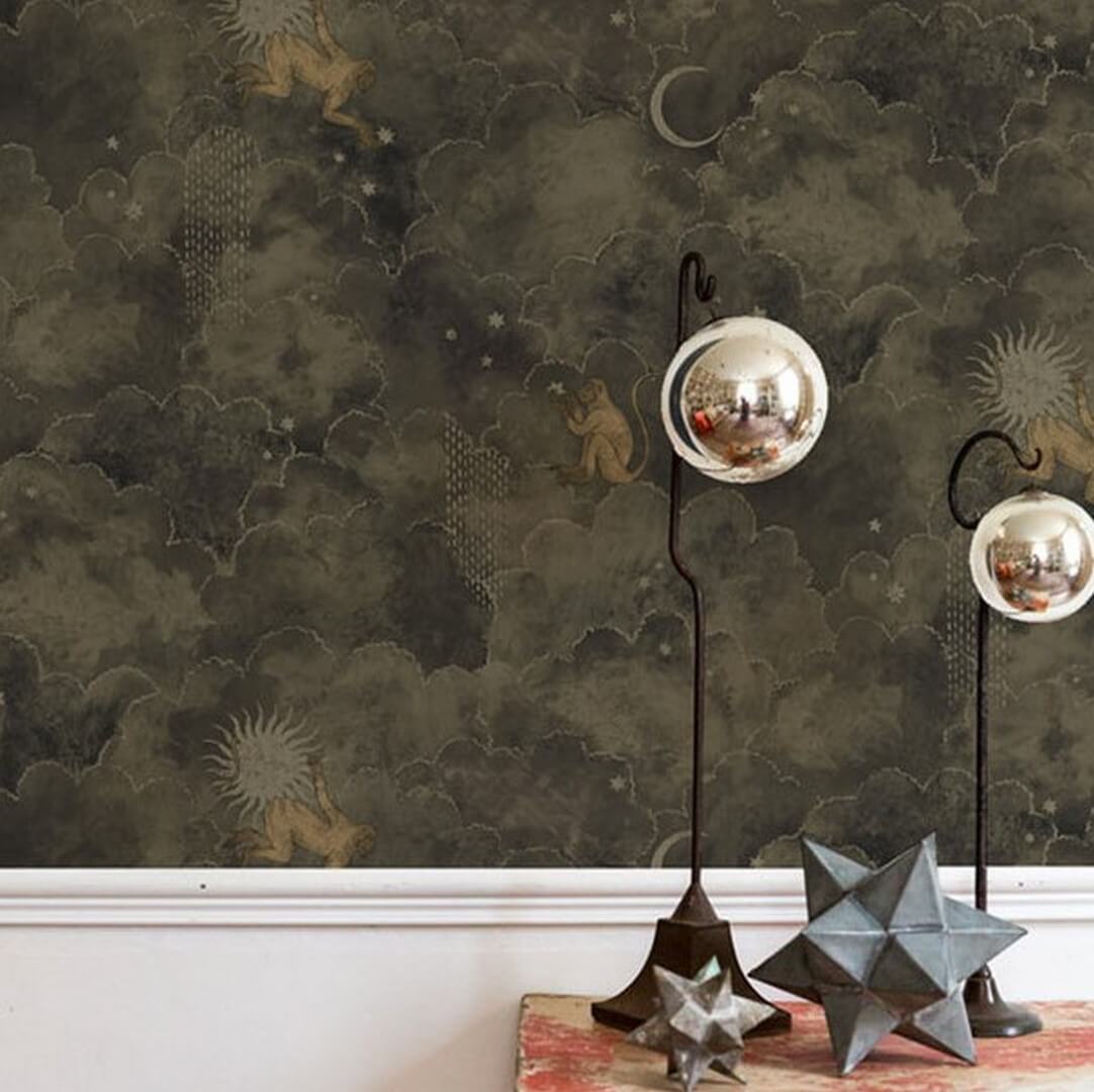 Tapeta chmury, gwiazdy i małpy Les Dominotiers AFDC204/4 Stars and Monkeys Magic Garden