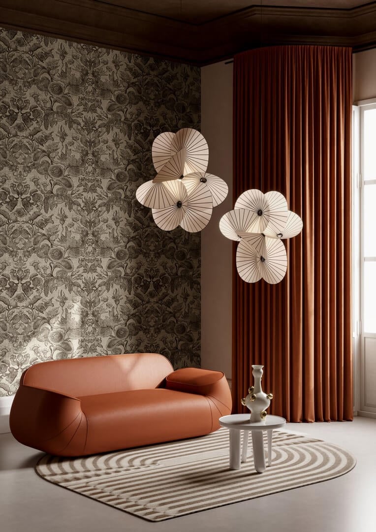 Tapeta tekstylna botaniczna żakard Arte Moooi Coccinella Bella Jacquard MO5002 Green House