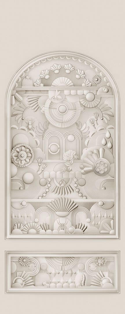 Mural tekstylny w stylu art deco Arte Moooi Greenhouse Gathering Arch MO5056 Green House