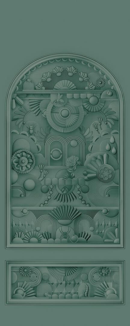 Mural tekstylny w stylu art deco Arte Moooi Greenhouse Gathering Arch MO5057 Green House