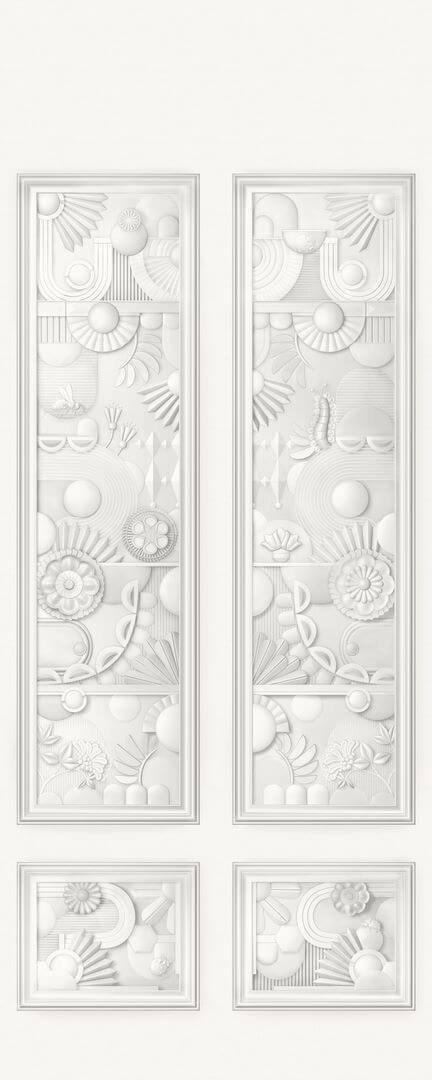 Mural tekstylny w stylu art deco Arte Moooi Greenhouse Gathering Window MO5050 Green House