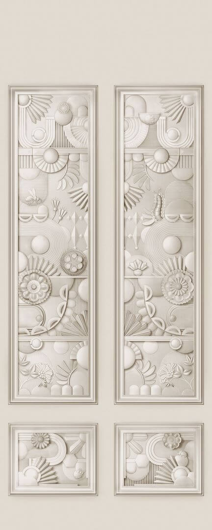 Mural tekstylny w stylu art deco Arte Moooi Greenhouse Gathering Window MO5051 Green House