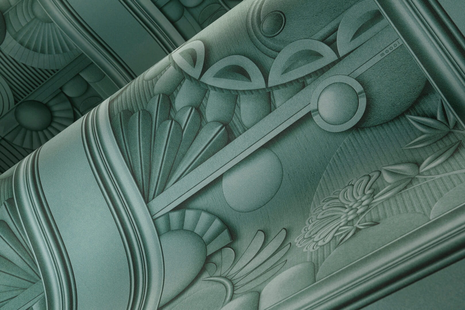 Mural tekstylny w stylu art deco Arte Moooi Greenhouse Gathering Window MO5051 Green House