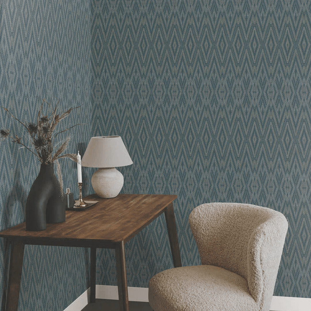Tapeta geometryczna w etnicznym stylu York Wallcoverings EV3915 Diamond Marquise Casual Elegance