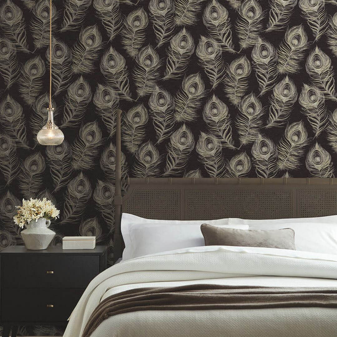 Tapeta pawie pióra York Wallcoverings EV3942 Regal Peacock Casual Elegance