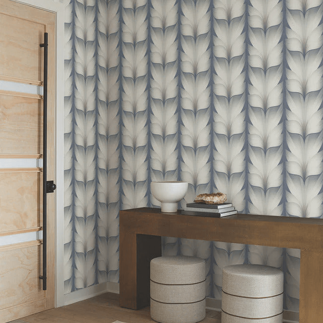 Tapeta eleganckie płatki lotosu York Wallcoverings EV3951 Lotus Light Stripe Casual Elegance