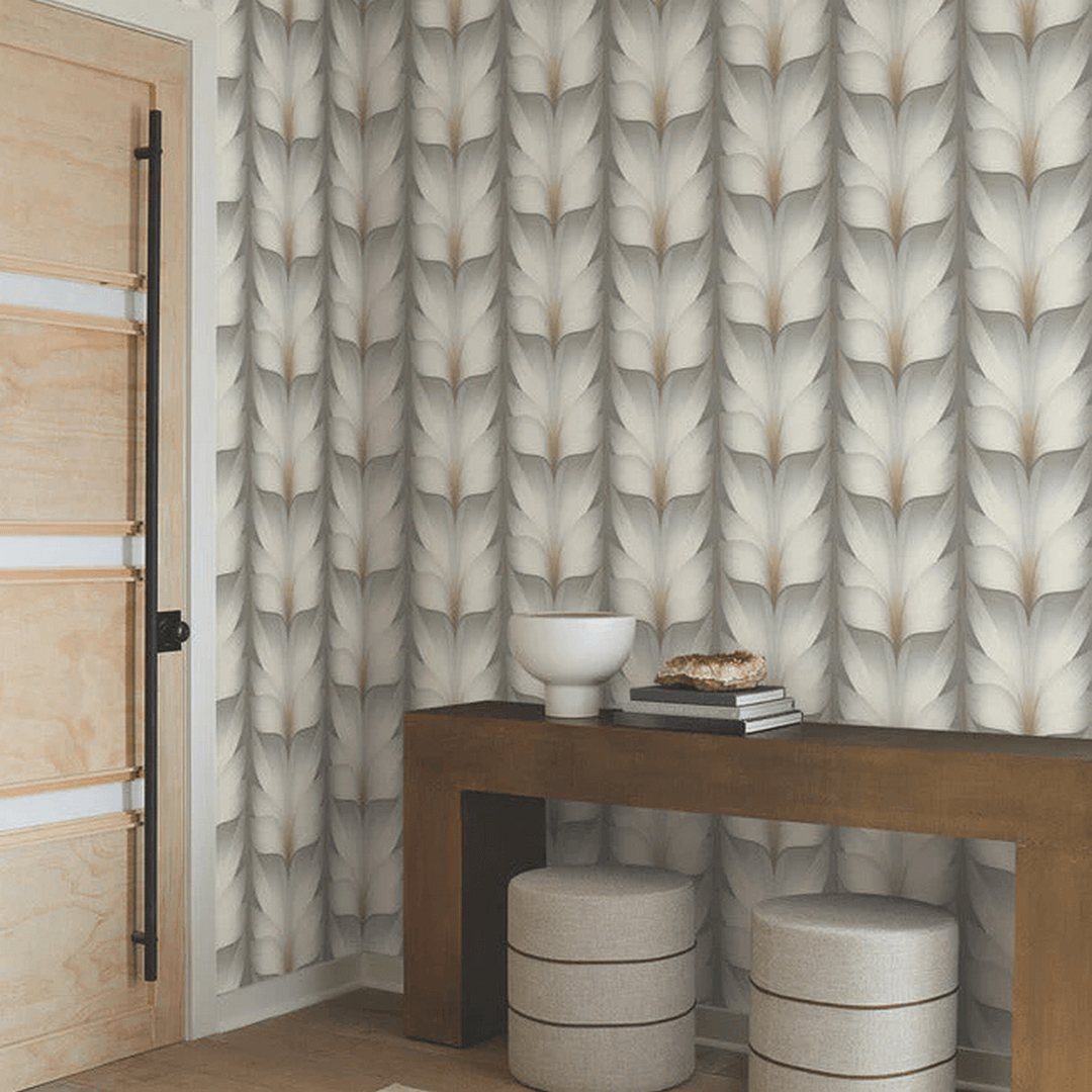 Tapeta eleganckie płatki lotosu York Wallcoverings EV3953 Lotus Light Stripe Casual Elegance