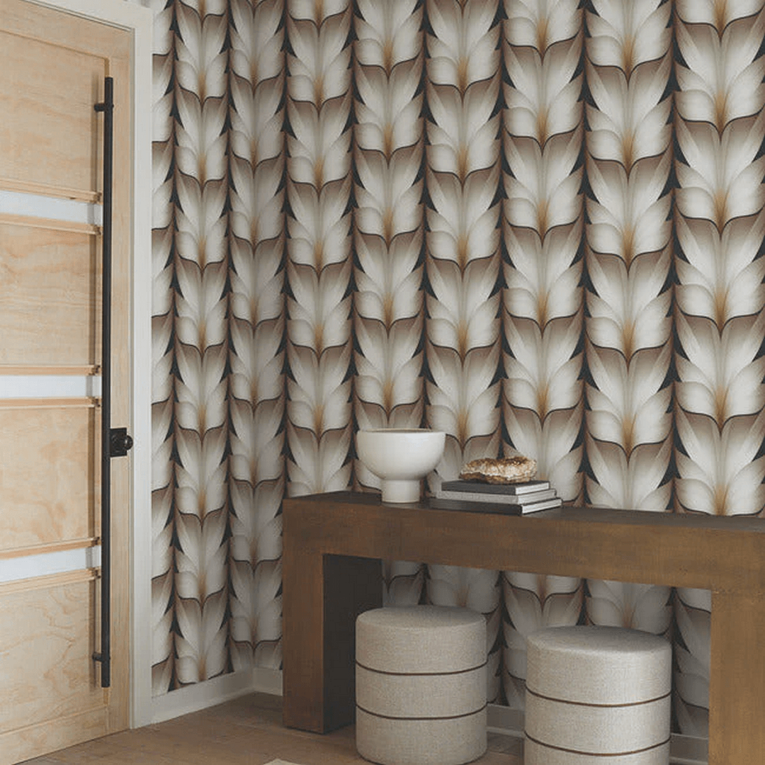 Tapeta eleganckie płatki lotosu York Wallcoverings EV3954 Lotus Light Stripe Casual Elegance