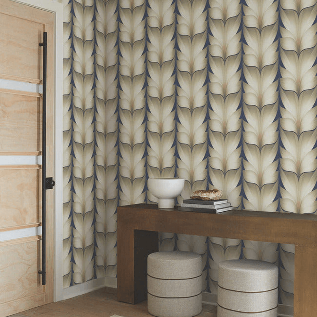 Tapeta eleganckie płatki lotosu York Wallcoverings EV3956 Lotus Light Stripe Casual Elegance