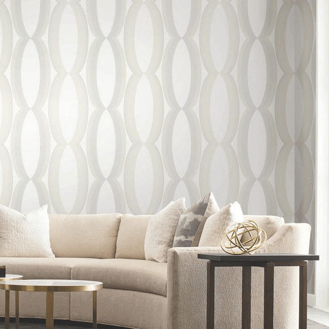 Tapeta geometryczna wzór ogee York Wallcoverings EV3981 Progression Ogee Casual Elegance