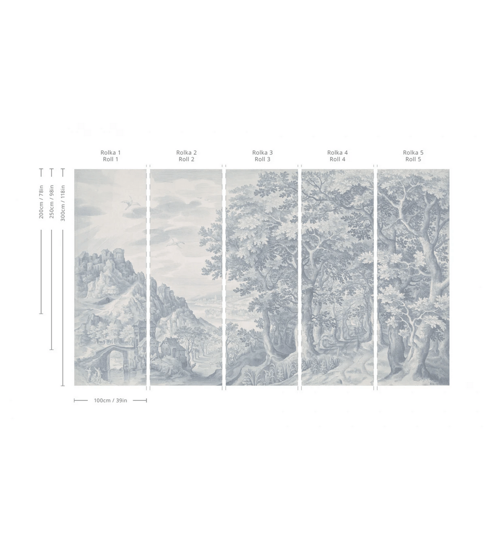 Mural krajobraz lasu Wallcolors Ethereal Forest Blue 9049 Cozy Landscapes