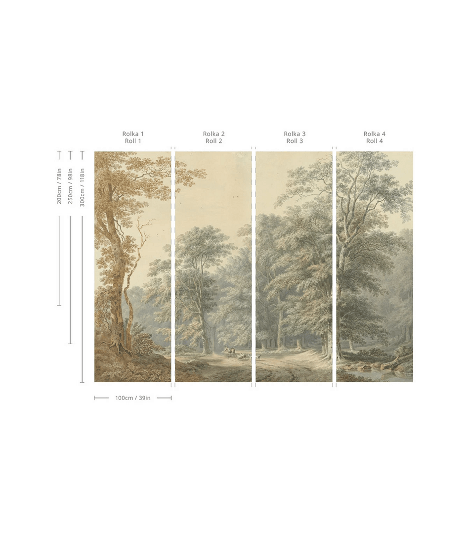 Mural krajobraz lasu Wallcolors Watercolor Grove 9022 Cozy Landscapes