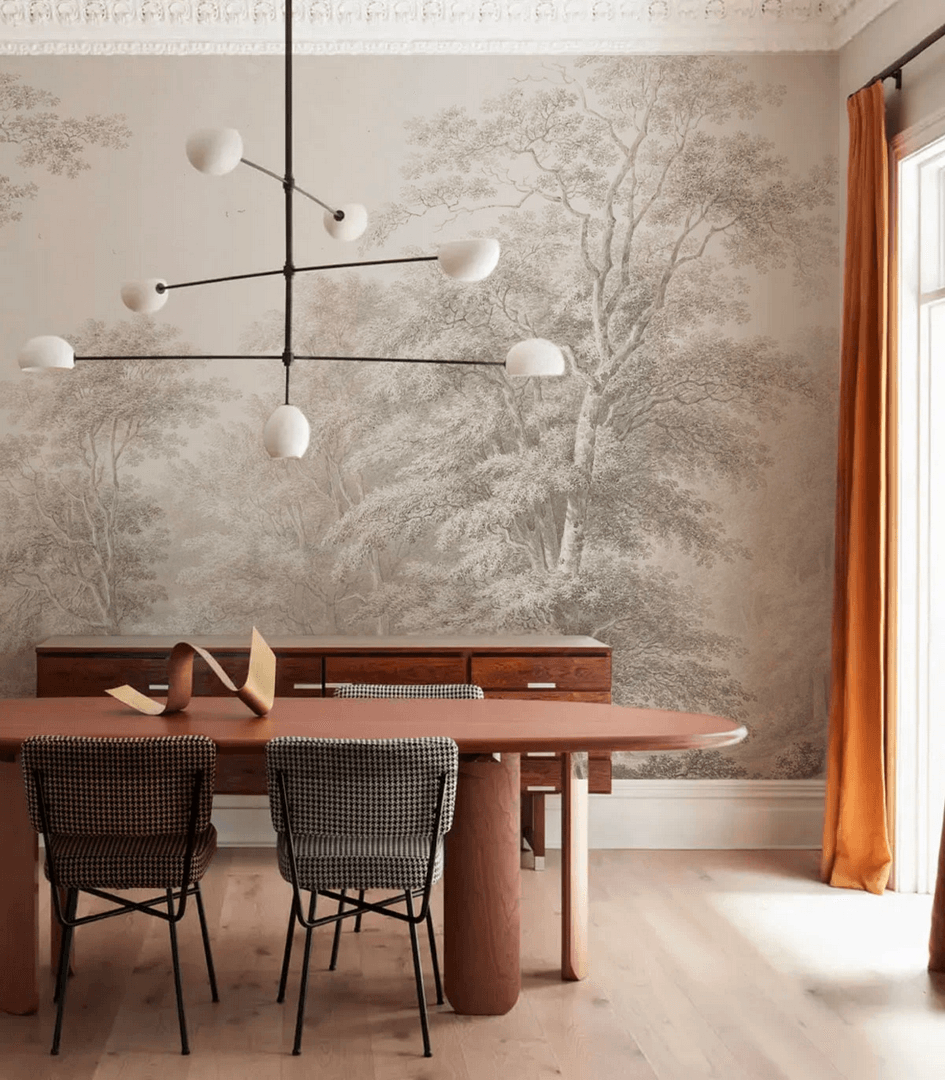 Mural krajobraz lasu Wallcolors Watercolor Grove Beige 9023 Cozy Landscapes