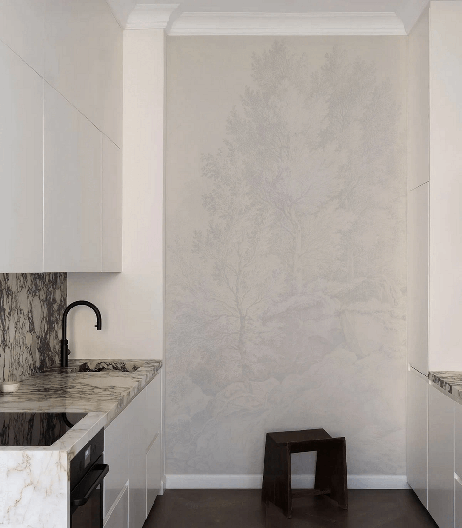 Mural krajobraz drzew Wallcolors Whispering Trees Blue 9090 Cozy Landscapes