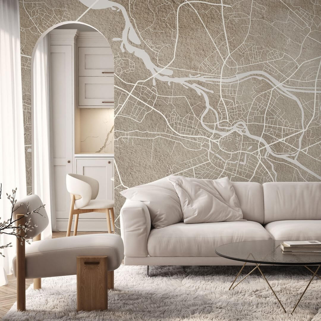 Fototapeta plan miasta Wrocław Wall Art Breslau Beige