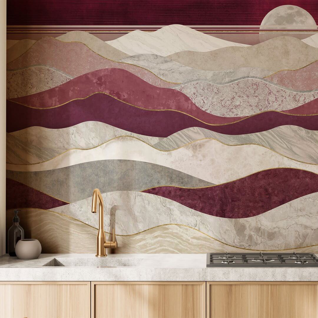 Fototapeta abstrakcyjne fale Wall Art Merlot